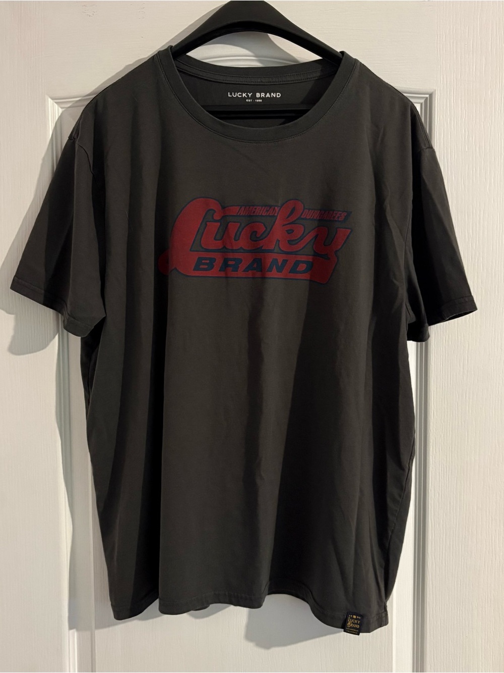 Lucky Brand Black Short Sleeve Tee with Red Logo